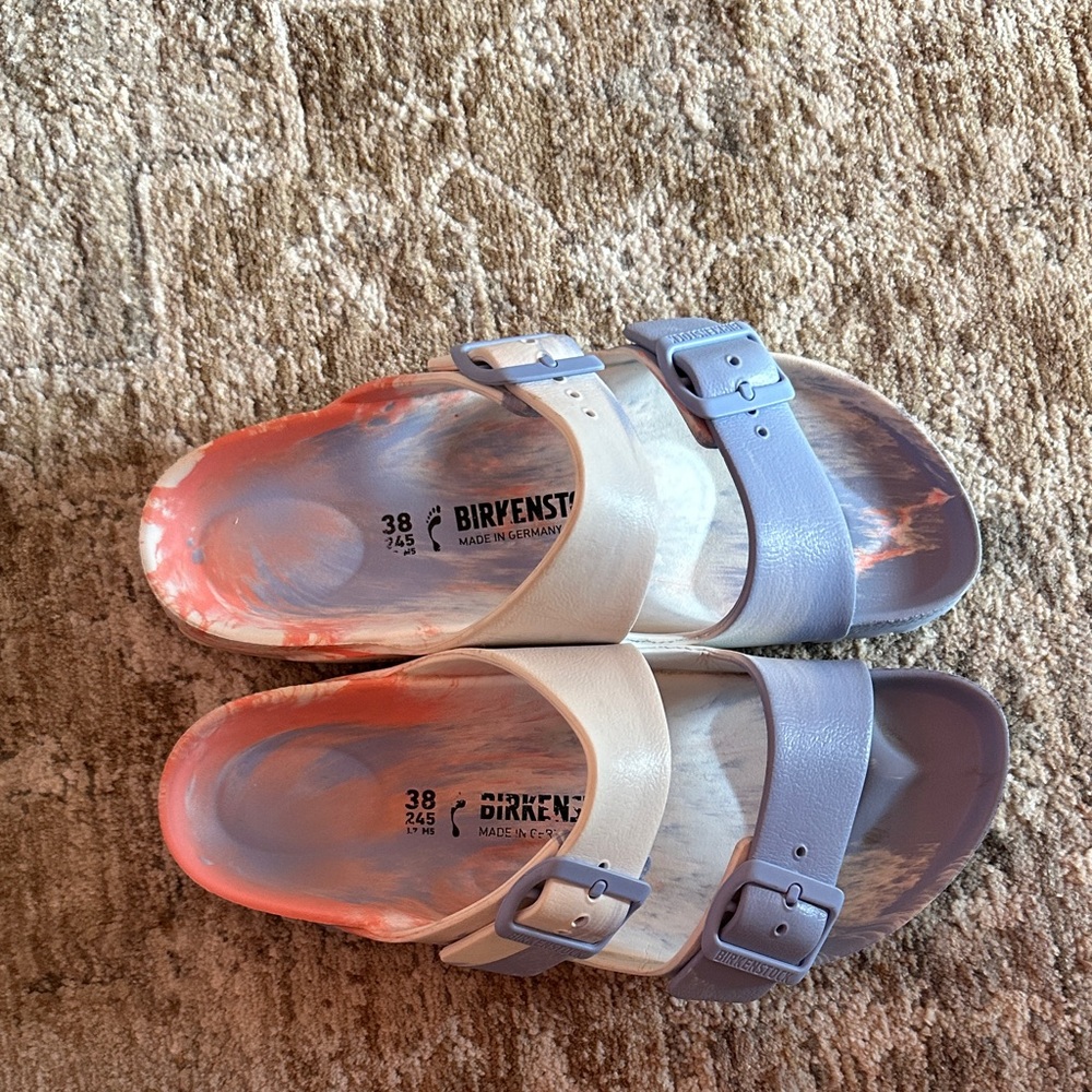 Birkenstock Sandals - Blue and Cream Mix excellent condition - Picture 2 of 5
